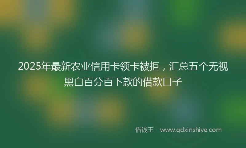 2025年最新农业信用卡领卡被拒，汇总五个无视黑白百分百下款的借款口子