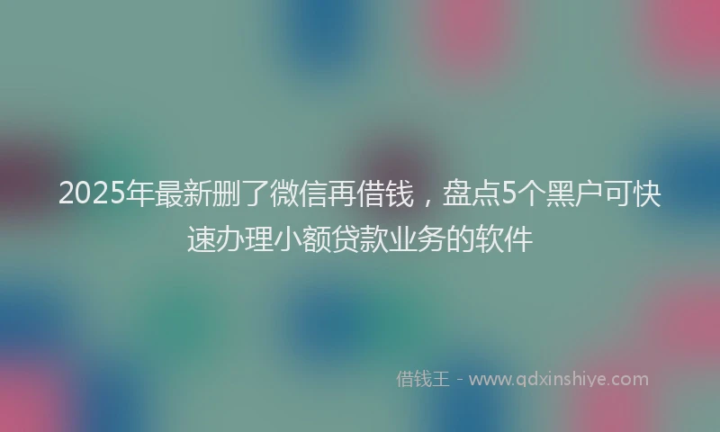 2025年最新删了微信再借钱，盘点5个黑户可快速办理小额贷款业务的软件