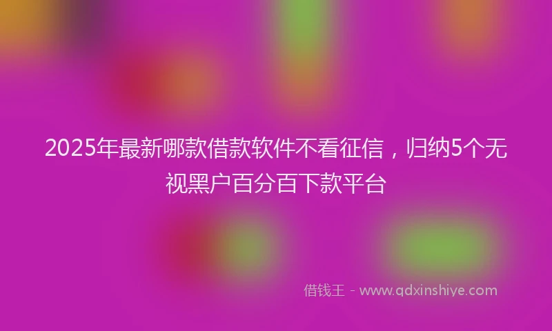 2025年最新哪款借款软件不看征信，归纳5个无视黑户百分百下款平台
