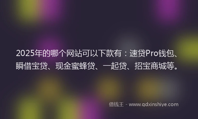 2025年的哪个网站可以下款有：速贷Pro钱包、瞬借宝贷、现金蜜蜂贷、一起贷、招宝商城等。