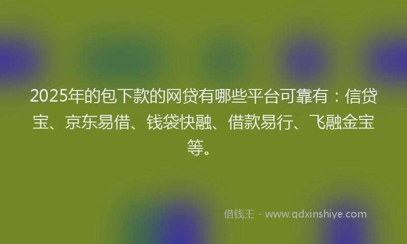 2025年的包下款的网贷有哪些平台可靠有：信贷宝、京东易借、钱袋快融、借款易行、飞融金宝等。