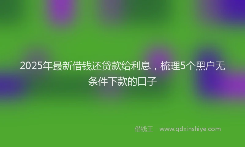 2025年最新借钱还贷款给利息，梳理5个黑户无条件下款的口子