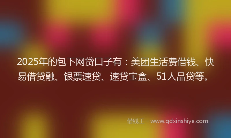 2025年的包下网贷口子有：美团生活费借钱、快易借贷融、银票速贷、速贷宝盒、51人品贷等。