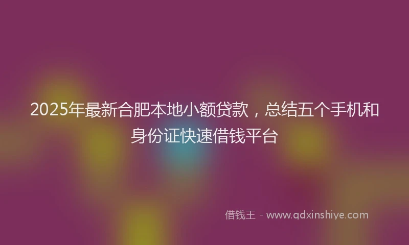 2025年最新合肥本地小额贷款，总结五个手机和身份证快速借钱平台