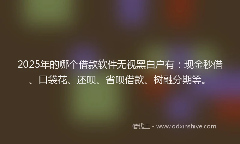 2025年的哪个借款软件无视黑白户有：现金秒借、口袋花、还呗、省呗借款、树融分期等。