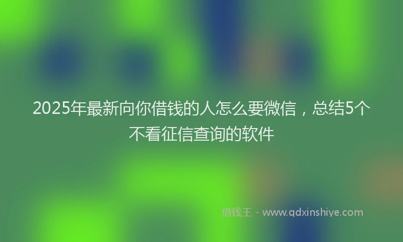 2025年最新向你借钱的人怎么要微信，总结5个不看征信查询的软件
