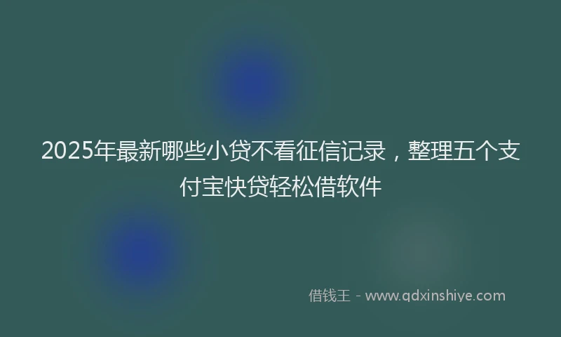 2025年最新哪些小贷不看征信记录，整理五个支付宝快贷轻松借软件
