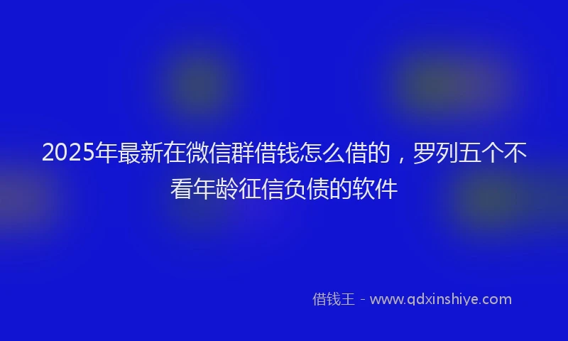 2025年最新在微信群借钱怎么借的，罗列五个不看年龄征信负债的软件