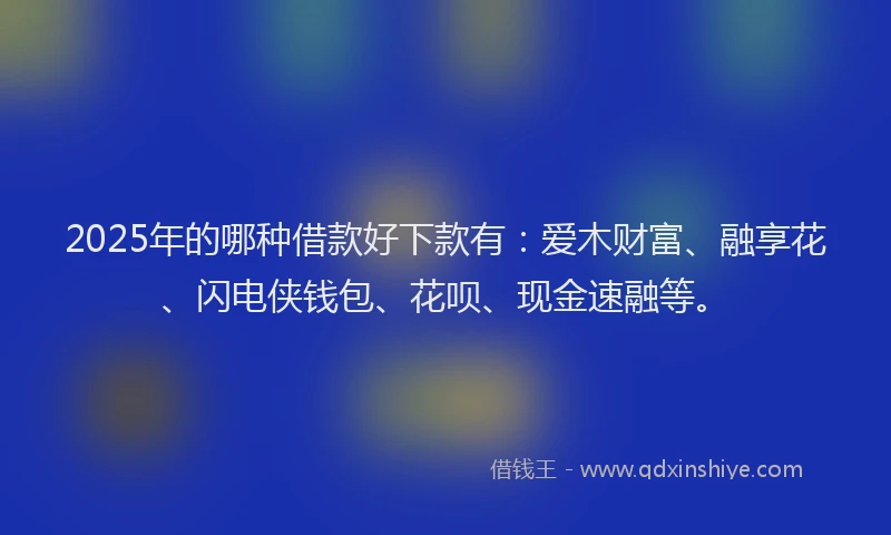 2025年的哪种借款好下款有：爱木财富、融享花、闪电侠钱包、花呗、现金速融等。