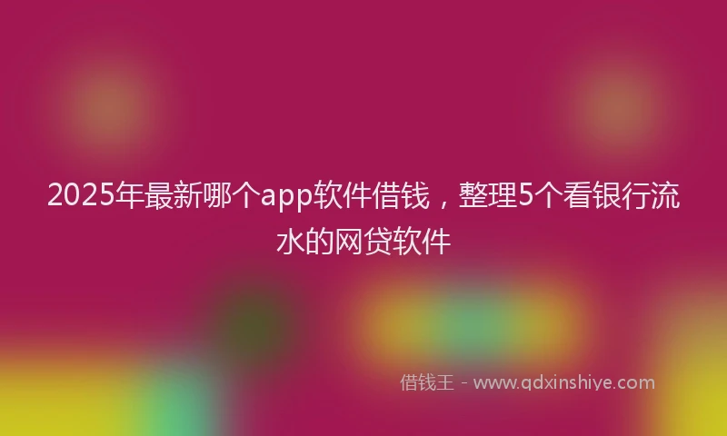 2025年最新哪个app软件借钱，整理5个看银行流水的网贷软件