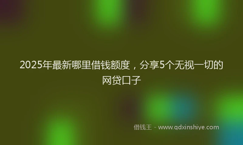 2025年最新哪里借钱额度，分享5个无视一切的网贷口子