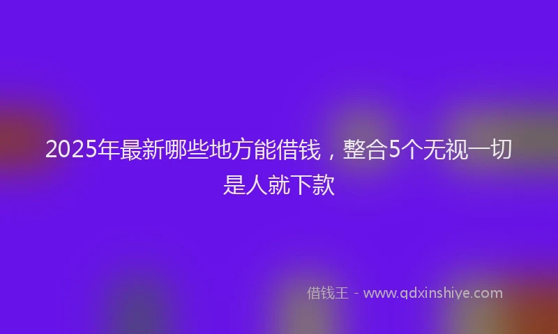 2025年最新哪些地方能借钱，整合5个无视一切是人就下款