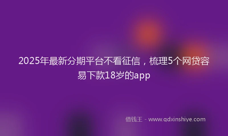 2025年最新分期平台不看征信，梳理5个网贷容易下款18岁的app