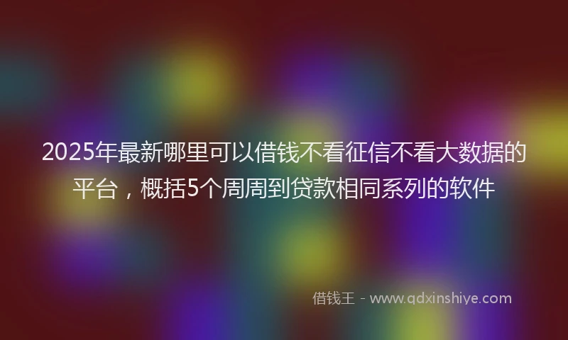 2025年最新哪里可以借钱不看征信不看大数据的平台，概括5个周周到贷款相同系列的软件