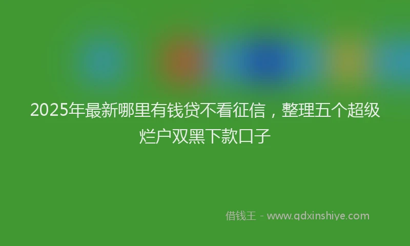 2025年最新哪里有钱贷不看征信，整理五个超级烂户双黑下款口子