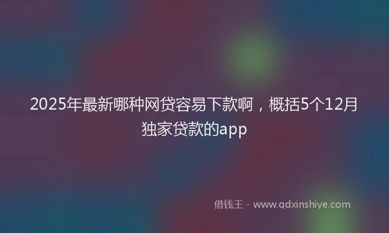 2025年最新哪种网贷容易下款啊，概括5个12月独家贷款的app