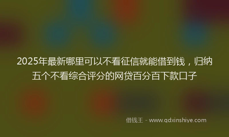 2025年最新哪里可以不看征信就能借到钱，归纳五个不看综合评分的网贷百分百下款口子
