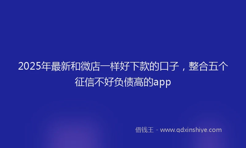 2025年最新和微店一样好下款的口子，整合五个征信不好负债高的app