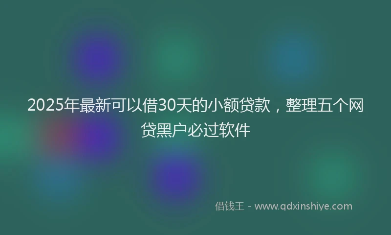 2025年最新可以借30天的小额贷款，整理五个网贷黑户必过软件