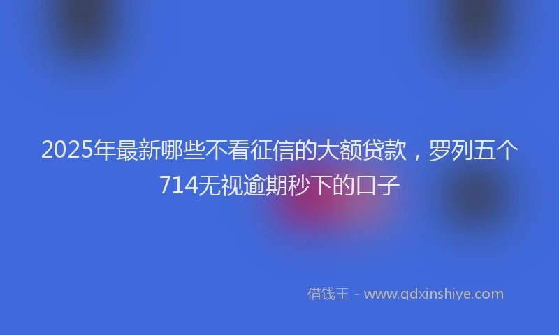 2025年最新哪些不看征信的大额贷款，罗列五个714无视逾期秒下的口子