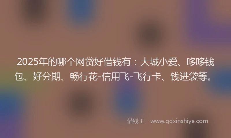 2025年的哪个网贷好借钱有：大城小爱、哆哆钱包、好分期、畅行花-信用飞-飞行卡、钱进袋等。