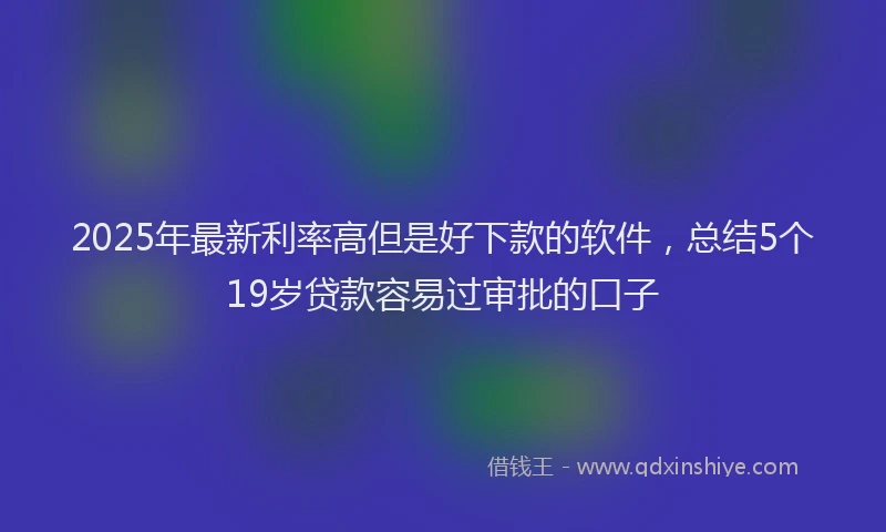 2025年最新利率高但是好下款的软件，总结5个19岁贷款容易过审批的口子