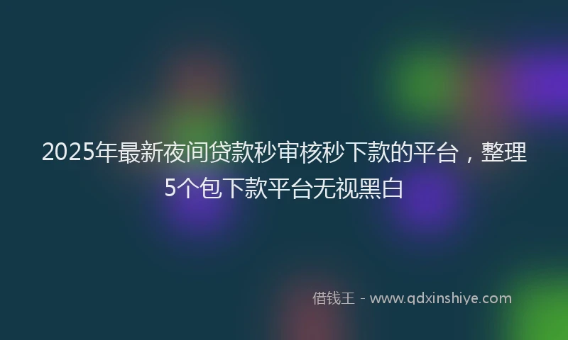 2025年最新夜间贷款秒审核秒下款的平台，整理5个包下款平台无视黑白