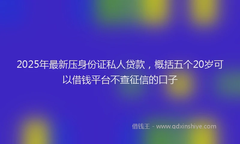 2025年最新压身份证私人贷款，概括五个20岁可以借钱平台不查征信的口子