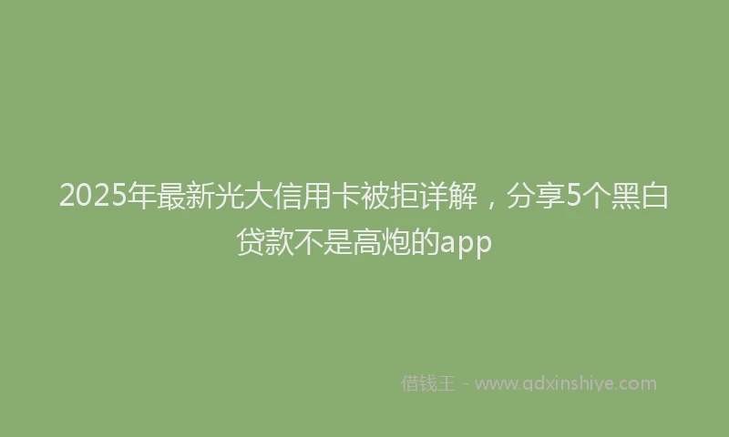 2025年最新光大信用卡被拒详解，分享5个黑白贷款不是高炮的app