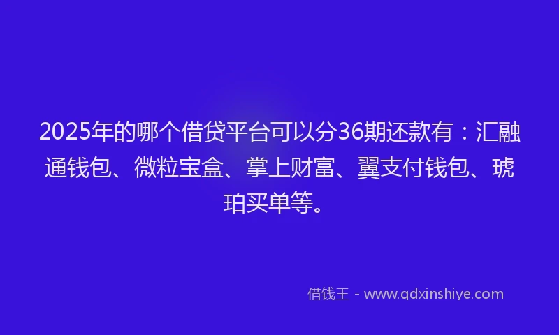 2025年的哪个借贷平台可以分36期还款有：汇融通钱包、微粒宝盒、掌上财富、翼支付钱包、琥珀买单等。