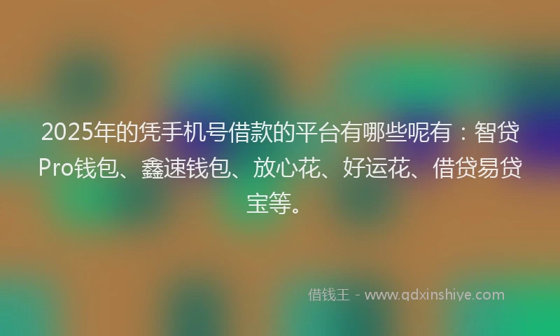 2025年的凭手机号借款的平台有哪些呢有：智贷Pro钱包、鑫速钱包、放心花、好运花、借贷易贷宝等。