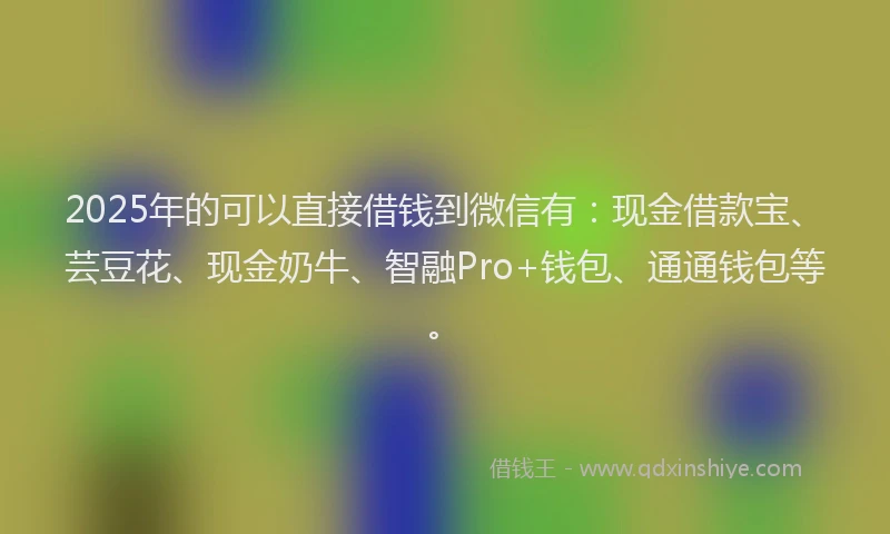2025年的可以直接借钱到微信有：现金借款宝、芸豆花、现金奶牛、智融Pro+钱包、通通钱包等。