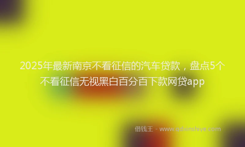 2025年最新南京不看征信的汽车贷款，盘点5个不看征信无视黑白百分百下款网贷app