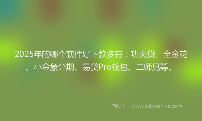 2025年的哪个软件好下款多有：功夫贷、全金花、小金象分期、易贷Pro钱包、二师兄等。