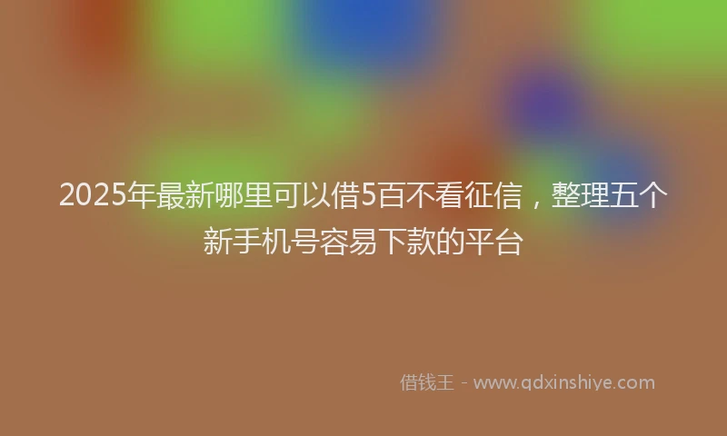 2025年最新哪里可以借5百不看征信，整理五个新手机号容易下款的平台