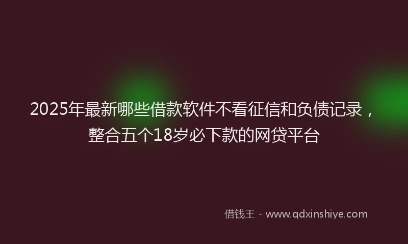 2025年最新哪些借款软件不看征信和负债记录，整合五个18岁必下款的网贷平台
