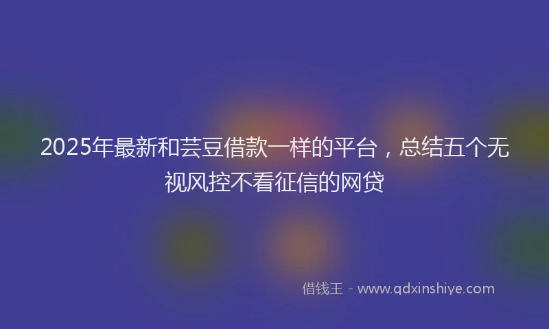 2025年最新和芸豆借款一样的平台，总结五个无视风控不看征信的网贷