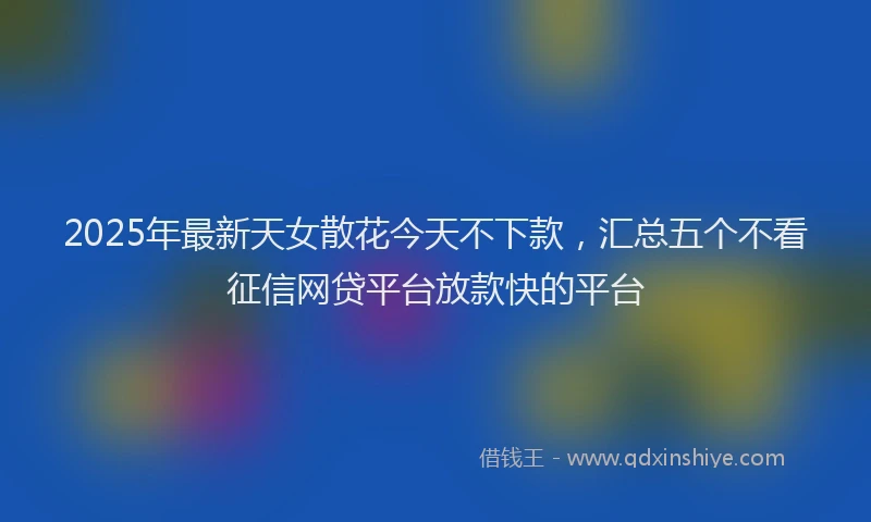 2025年最新天女散花今天不下款，汇总五个不看征信网贷平台放款快的平台