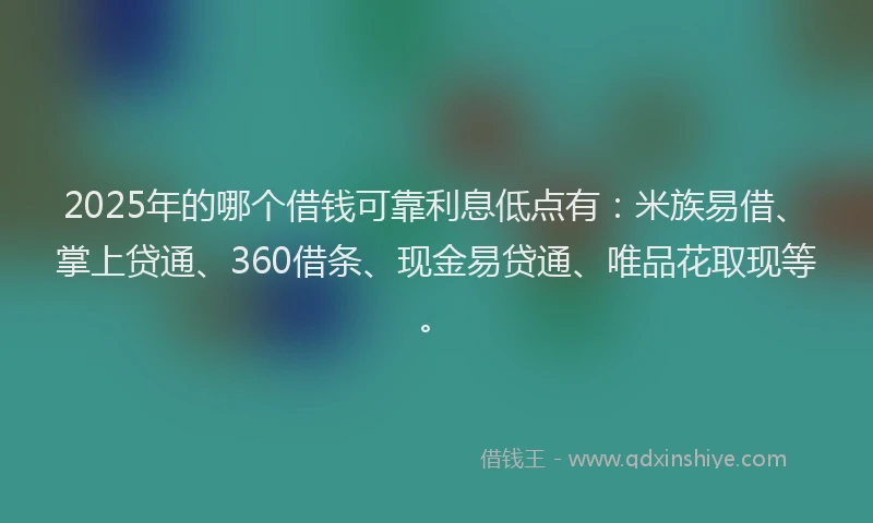 2025年的哪个借钱可靠利息低点有：米族易借、掌上贷通、360借条、现金易贷通、唯品花取现等。