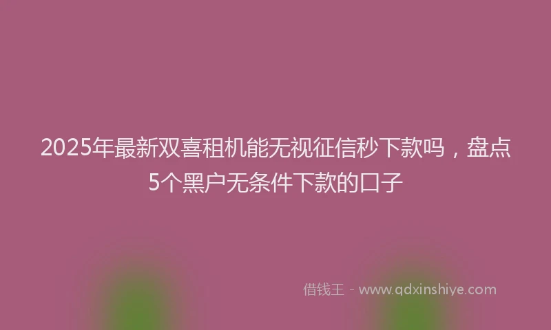 2025年最新双喜租机能无视征信秒下款吗，盘点5个黑户无条件下款的口子