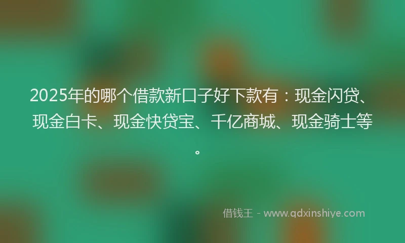 2025年的哪个借款新口子好下款有：现金闪贷、现金白卡、现金快贷宝、千亿商城、现金骑士等。
