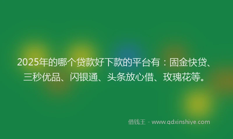 2025年的哪个贷款好下款的平台有：固金快贷、三秒优品、闪银通、头条放心借、玫瑰花等。