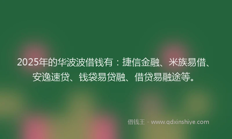 2025年的华波波借钱有：捷信金融、米族易借、安逸速贷、钱袋易贷融、借贷易融途等。