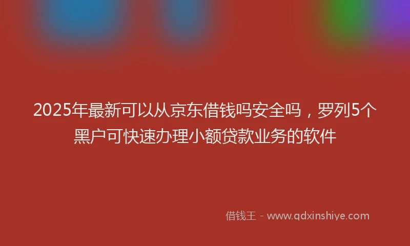 2025年最新可以从京东借钱吗安全吗，罗列5个黑户可快速办理小额贷款业务的软件