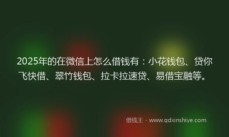 2025年的在微信上怎么借钱有：小花钱包、贷你飞快借、翠竹钱包、拉卡拉速贷、易借宝融等。