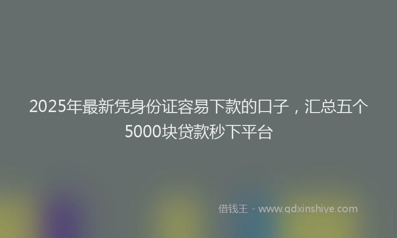 2025年最新凭身份证容易下款的口子，汇总五个5000块贷款秒下平台