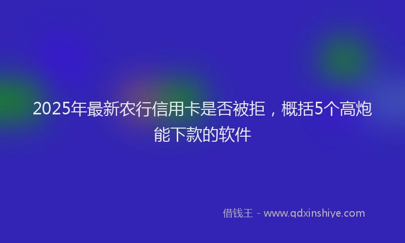 2025年最新农行信用卡是否被拒，概括5个高炮能下款的软件