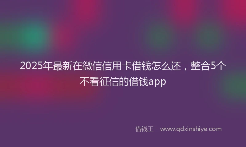 2025年最新在微信信用卡借钱怎么还，整合5个不看征信的借钱app