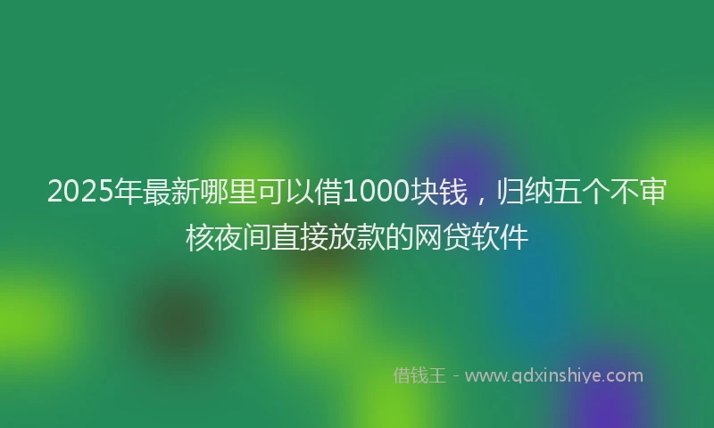 2025年最新哪里可以借1000块钱，归纳五个不审核夜间直接放款的网贷软件
