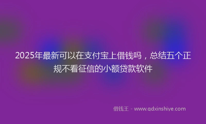 2025年最新可以在支付宝上借钱吗，总结五个正规不看征信的小额贷款软件